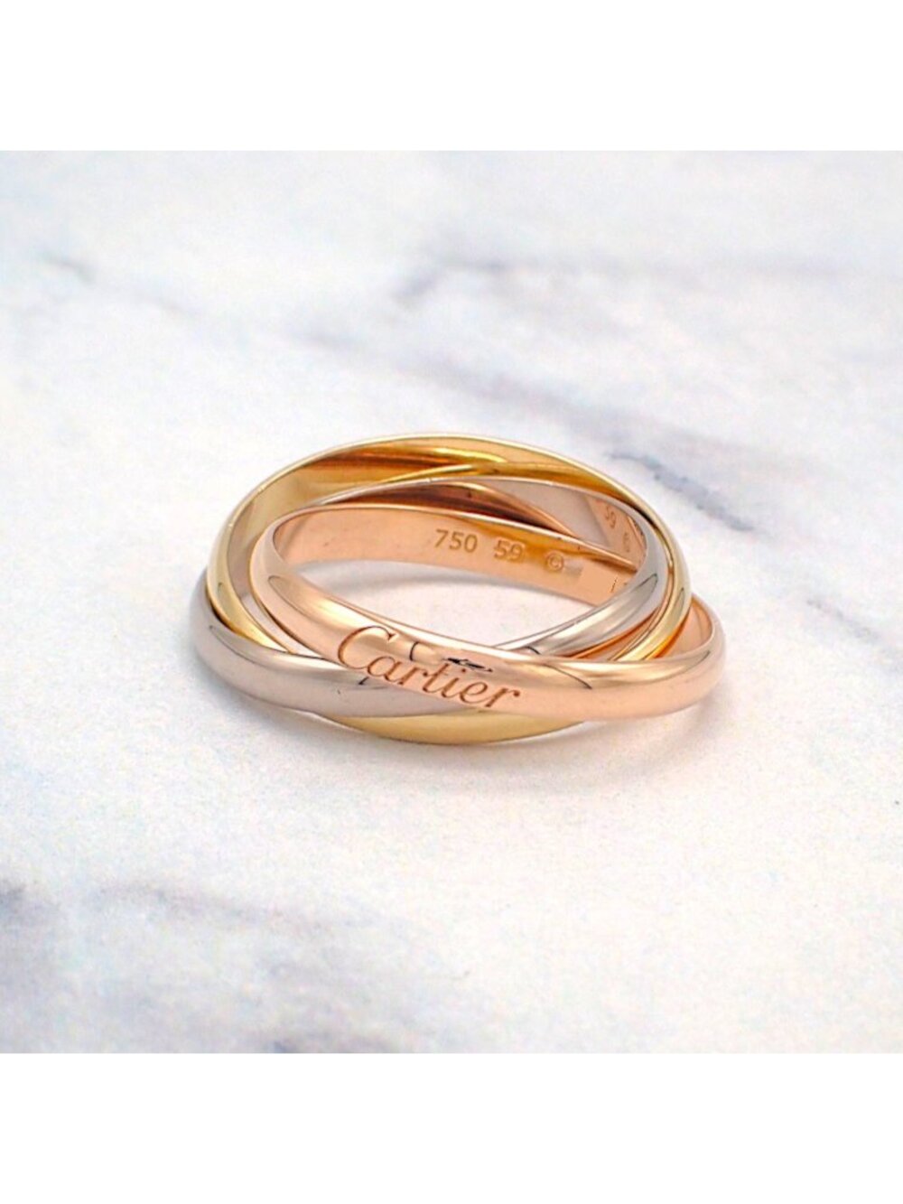Cartier Trinity Small Actual Ring 18k Yellow Gold 18k Pink 18k White Stamp